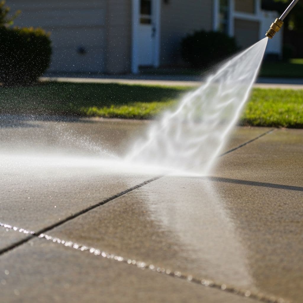 Pressure washing in action